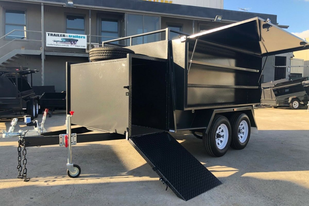 8x5 Tandem Axle One Piece Landscape : Gardening Trailer with Side Toolbox and Mower Box for Sale Melbourne Victoria
